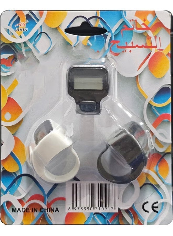 JIXIN 3 قطع عداد رقمي للأصابع – صغير الحجم وخفيف الوزن، مناسب للصلاة، حلقة التسبيح، المسبحة، والعدّ اليومي – أسود، رمادي، أبيض - Image 4